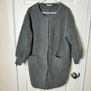 Madewell Bonded Sherpa Cocoon Oversized Coat K2260 - Heather Carbon - Size Small